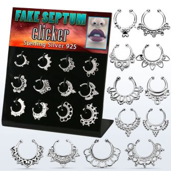 dnsm116 display 12 falsos septum plata 925 1mm disenos indios 12mm mayorista