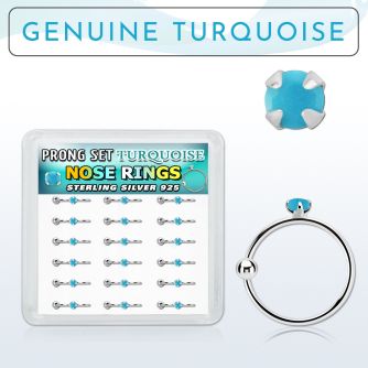 dnsm136 caja display 18 aros nariz plata 925 0 6mm turquesa legitimo redonda 2mm 10mm venta