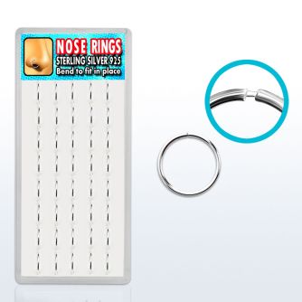 dnsm13 caja display 40 aros nariz continuos plata esterlina 925 1mm 10mm venta