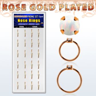 dnsm182 box 24 rose gold plated silver nose ring w 1.5mm opal