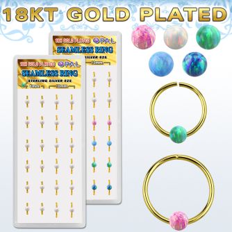 dnsm188 box 24 gold 925 silver seamless rings 20g 3mm opal ball