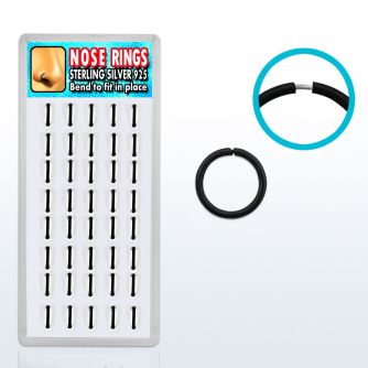 dnsm18 display 40 aros nariz continuos plata esterlina 925 negro 1mm 8mm venta