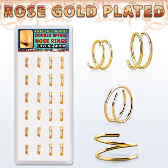 dnsm230 caja unidades aro nariz espiral plata esterlina chapado oro rosa externo