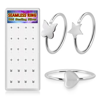 dnsm299 silver seamless nose rings star heart butterfly 24