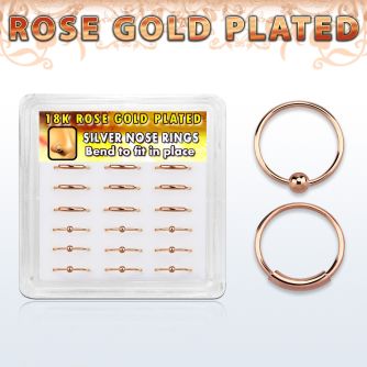 dnsm33 box of rose gold silver nose hoops w ball without ball
