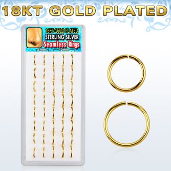 dnsm38 display box w 18k gold plated silver seamless nose rings
