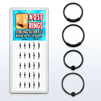 dnsp3 black silver hoop nose rings w ball endless hoops