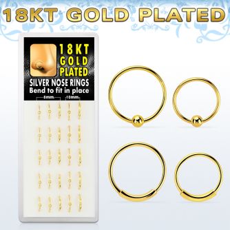 dnsp4 18k gold silver hoop nose rings w ball endless hoops