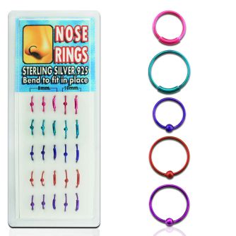 dnsp5 color silver hoop nose rings w ball endless hoops