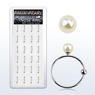 dnspr3 box w silver nose hoops w a 3mm faux pearl tops 8mm