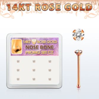 drnb6 caja display 9 piercing nariz hueso oro rosa 14 kts 0 6mm zirconia redonda 2mm distribuidor mayorista
