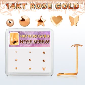 drsc19 caja display 9 nariz l oro rosa 14 kts 0 6mm formas bola estrella redonda corazon mariposa mayorista