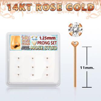 drys26 caja 9 piercing nariz doblar tu mismo oro rosa 14 kts 0 6mm zirconia redondas claras 1 25mm al por mayor