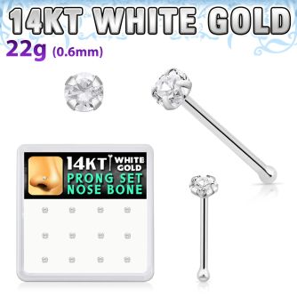 dwnb1 caja display 12 piercing nariz hueso oro blanco 14 kts 0 6mm zirconia redonda clara 2mm venta