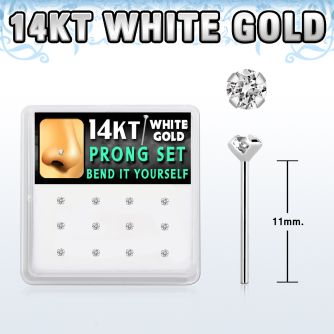 dwys1 caja 12 piercing nariz doblar tu mismo oro blanco 14 kts 0 6mm zirconia redonda 2mm distribuidor mayorista