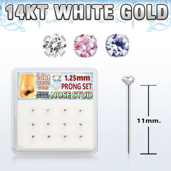dwys23 caja 12 piercing nariz doblar tu mismo oro blanco 14 kts 0 6mm zirconia redondas colores 1 25mm distribuidor