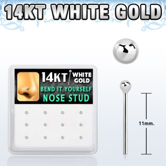 dwys5 caja 12 piercing nariz doblar tu mismo oro blanco 14 kts 0 6mm bola lisa oro blanco 1 5mm al por mayor