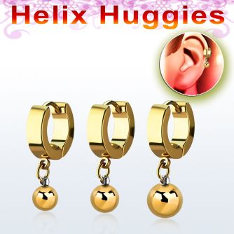 ehgbt pendiente huggie helix acero inoxidable pvd oro bola acero quirurgico anodizado oro se vende por pieza distribuidor