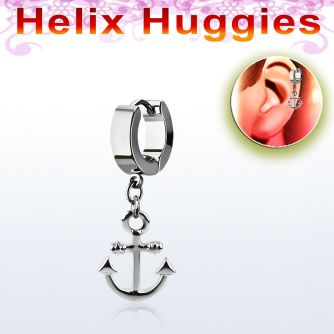 ehh632 pendiente huggie helix acero inoxidable ancla lisa se vende por pieza al por mayor