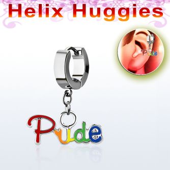 ehh648 pendiente huggie helix acero inoxidable lema orgullo gay se vende por pieza venta