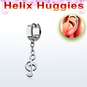 ehh709 helix huggie w a dangling musical note