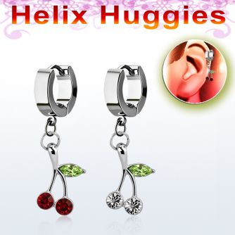 ehhch10 pendiente huggie helix acero inoxidable cereza cristal se vende por pieza distribuidor mayorista
