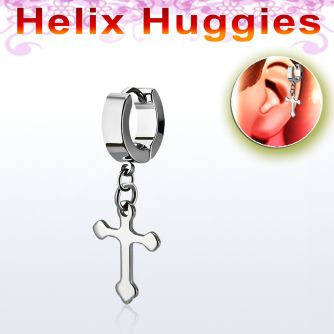 ehhcros pendiente huggie helix acero inoxidable cruz lisa se vende por pieza mayorista