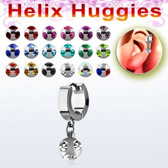 ehhmj helix huggie w a dangling steel ball