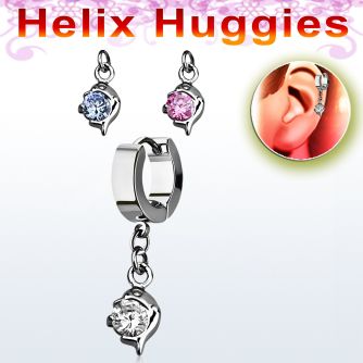 ehhz10 pendiente huggie helix acero inoxidable delfin zirconia se vende por pieza al por mayor