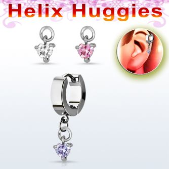 ehhz337 pendiente huggie helix acero inoxidable zirconia corazon se vende por pieza al por mayor