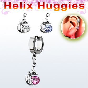 ehhz378 pendiente huggie helix acero inoxidable gato lady colgado zirconia redonda se vende por pieza distribuidor