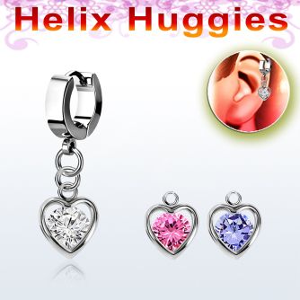 ehhz419 pendiente huggie helix acero inoxidable colgante corazon zirconia redonda medio plata distribuidor mayorista