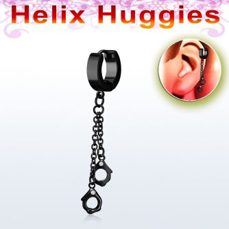 ehk652 pendiente huggie helix acero inoxidable pvd negro esposas negras anodizadas s se vende por pieza distribuidor