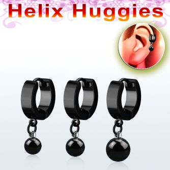 ehkbt pendiente huggie helix acero inoxidable pvd negro bola acero quirurgico anodizada negra 8mm se vende por pieza mayorista