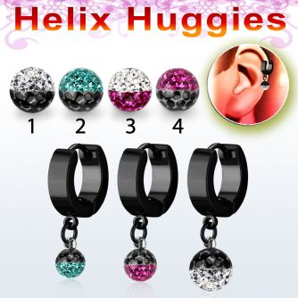 ehkfre pendiente huggie helix acero inoxidable pvd negro multi cristal ferido colores se vende por pieza mayorista