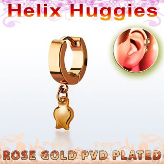 ehr767 pendiente huggie helix acero inoxidable pvd oro rosa colgante tulipan oro rosa & venta