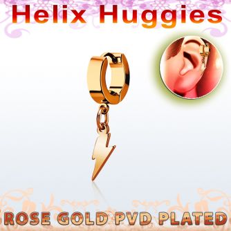 ehrlit pendiente huggie helix acero inoxidable pvd oro rosa colgante acero liso rayo distribuidor mayorista