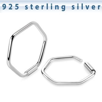 endh silver endless nose hoop hexagon shape design