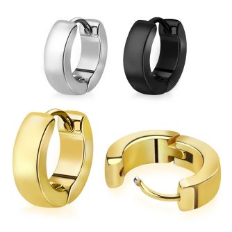 er133 pair of high polished steel huggies with rounded edges