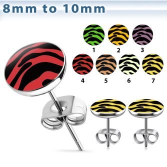 er240 par piercings oreja acero inoxidable logo cebra distribuidor mayorista