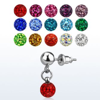 er263 piercing oreja acero quirurgico 6mm multi cristal ferido vendido por pieza distribuidor