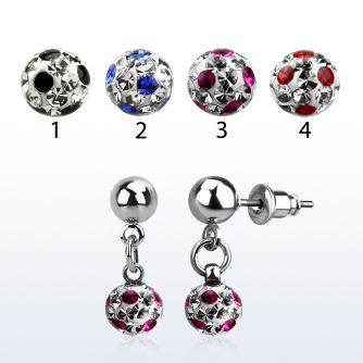 er263a piercing oreja acero quirurgico 6mm multi cristal ferido puntos vendido por pieza al por mayor