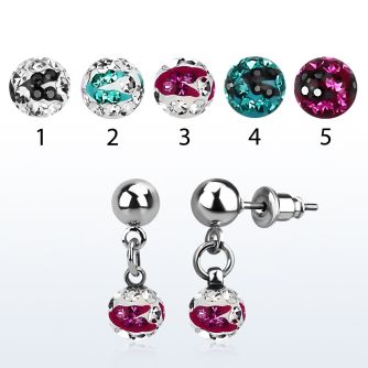 er263c piercing oreja acero quirurgico 6mm multi cristal ferido rayas cebra distribuidor mayorista