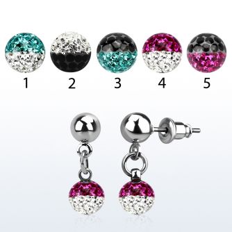er263e piercing oreja acero quirurgico 6mm multi cristal ferido colores vendido por pieza mayorista