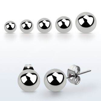 erbal pair of ball shaped high polished 316l steel ear studs