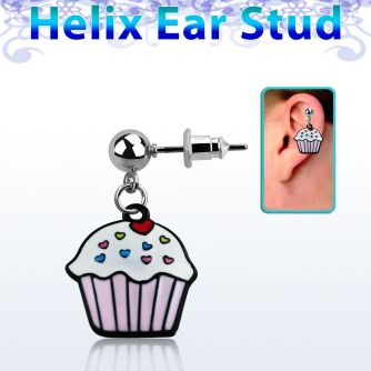 erbd456 piercing oreja helix acero quirurgico bola cupcake pintado colgado vendido por pieza distribuidor