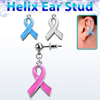 erbd501 316l steel helix ear stud ball w enamel painted ribbon