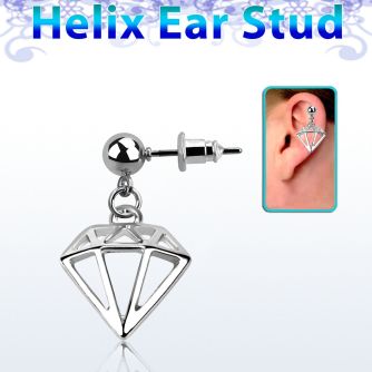 erbd575 piercing oreja helix acero quirurgico bola diamante brillo espejo colgado vendido por pieza al por mayor