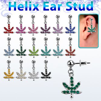 erbd577 piercing oreja helix acero quirurgico bola hoja marihuana cristal vendido por pieza distribuidor