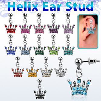 erbd5 piercing oreja helix acero quirurgico bola corona cristal vendido por pieza al por mayor
